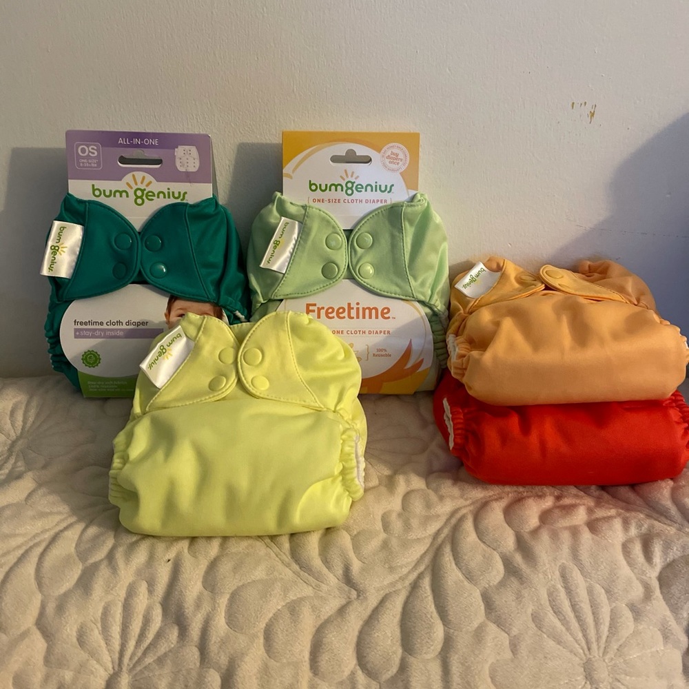 5 New Freetime BumGenius Cloth Diaper lot NWT NWOT